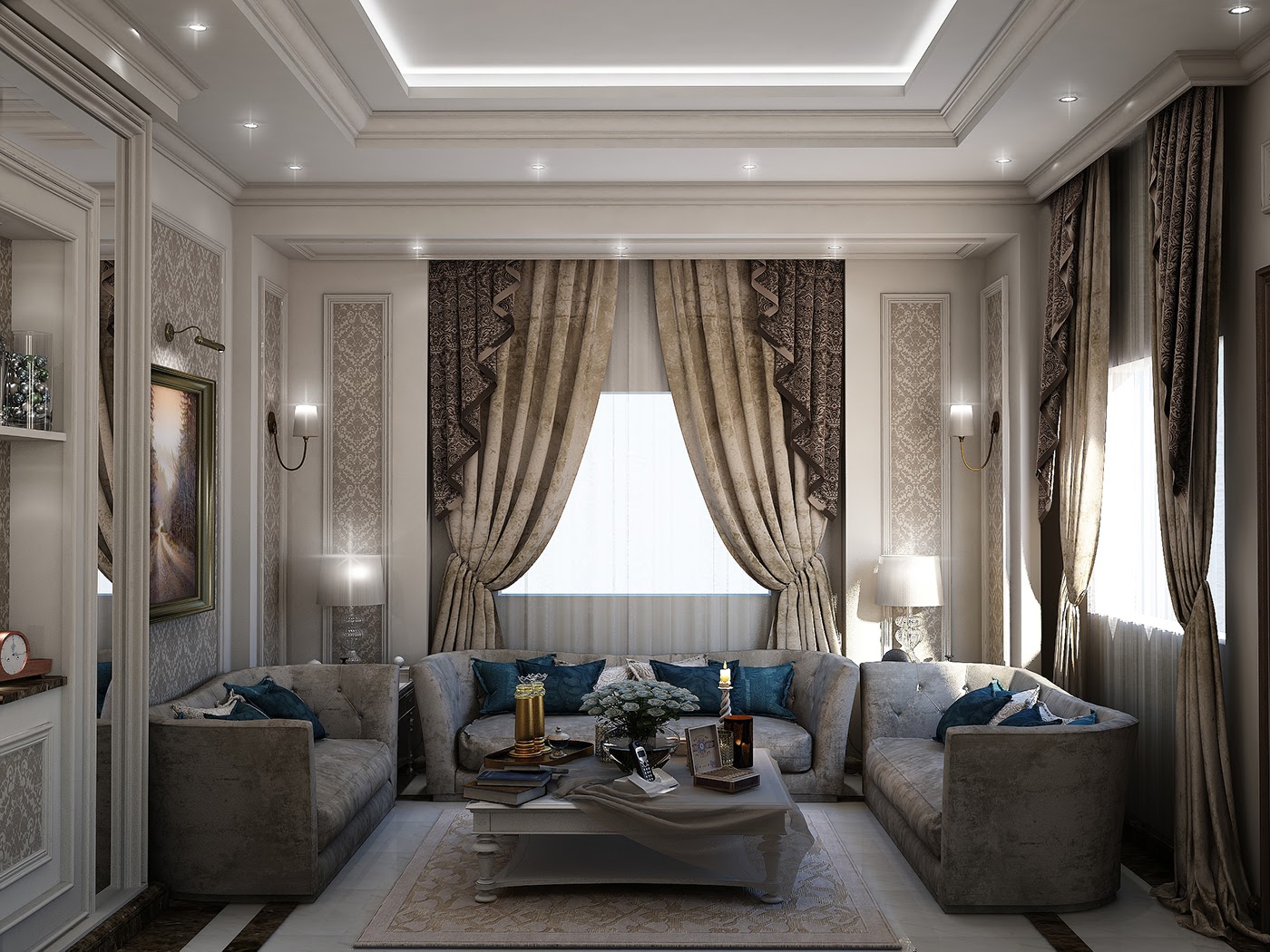 Đơn giản hóa các món nội thất trong thiết kế phòng khách tân cổ điển